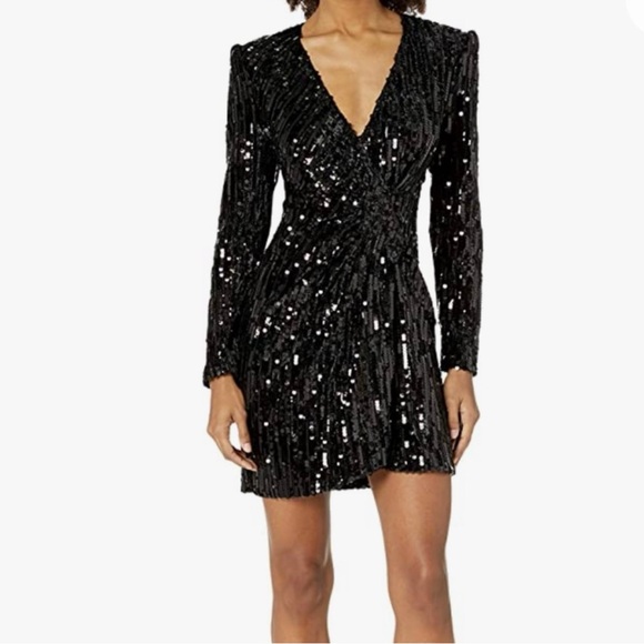 ASTR The Label Paris Sequin Velvet Wrap Dress Mini Special Occasion Party - Picture 3 of 9
